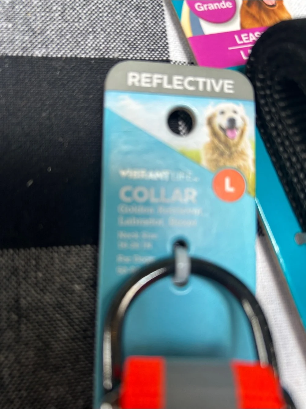 NWT Reflective Orange & Black Small Pet Collar and Leash Set both size Large